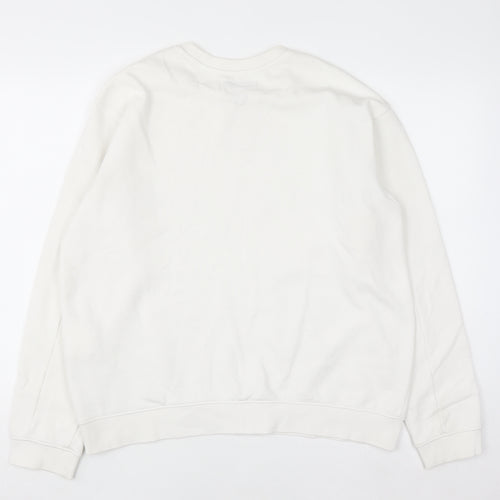 Replay Women White Cotton Blend Sweatshirt Size 3XL Crew Neck