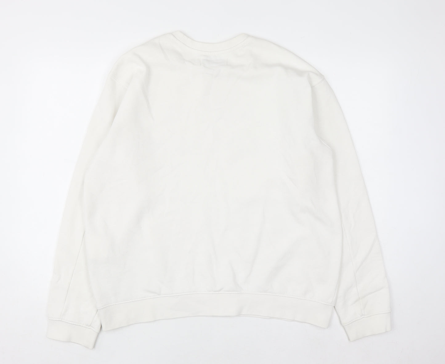 Replay Women White Cotton Blend Sweatshirt Size 3XL Crew Neck