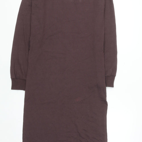 Missguided Women Brown Size 6 Long Sleeve T-Shirt Dress