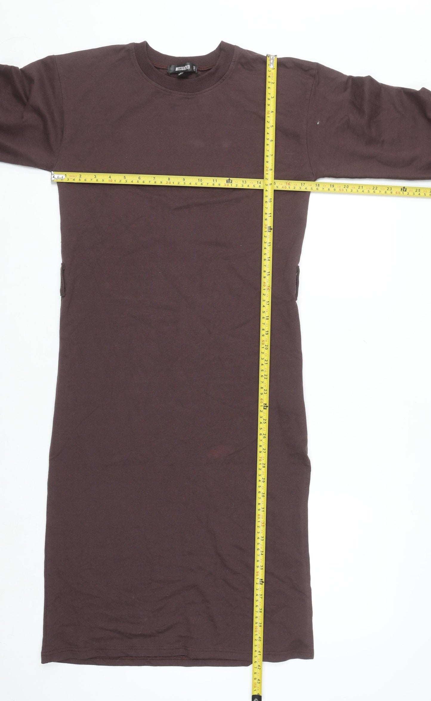 Missguided Women Brown Size 6 Long Sleeve T-Shirt Dress