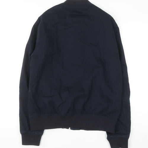 New Look Men Blue Cotton Bomber Jacket M Casual Zip Up