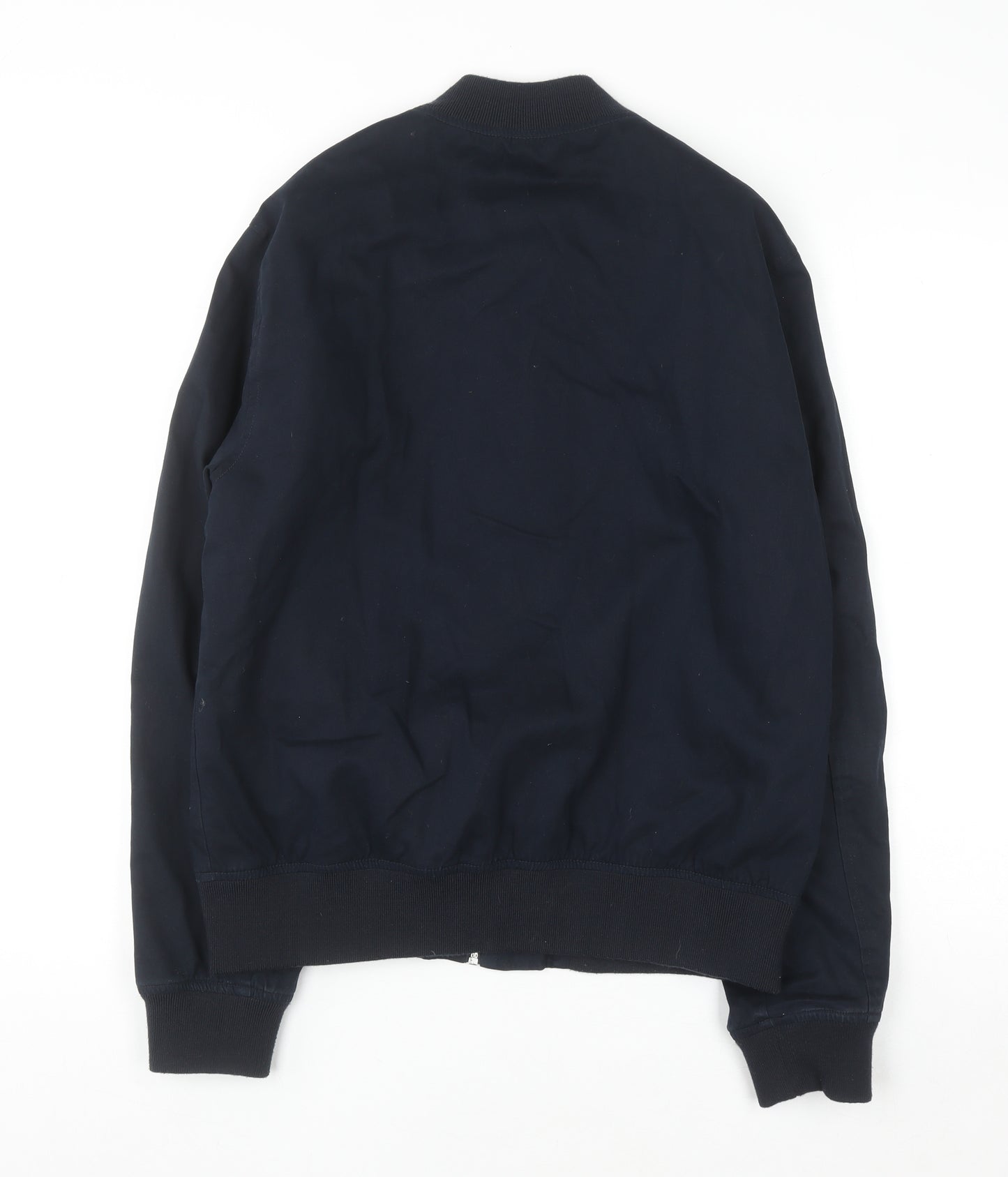 New Look Men Blue Cotton Bomber Jacket M Casual Zip Up