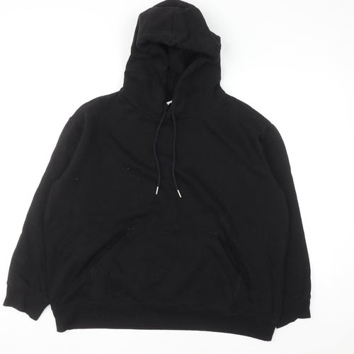 H&M Womens Black Pullover Hoodie Size 16 Cotton Blend Lined