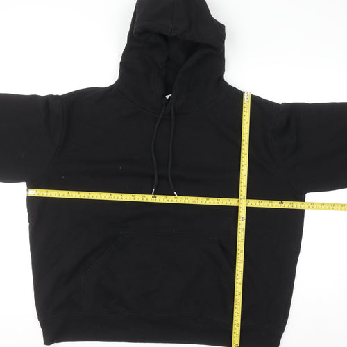 H&M Womens Black Pullover Hoodie Size 16 Cotton Blend Lined