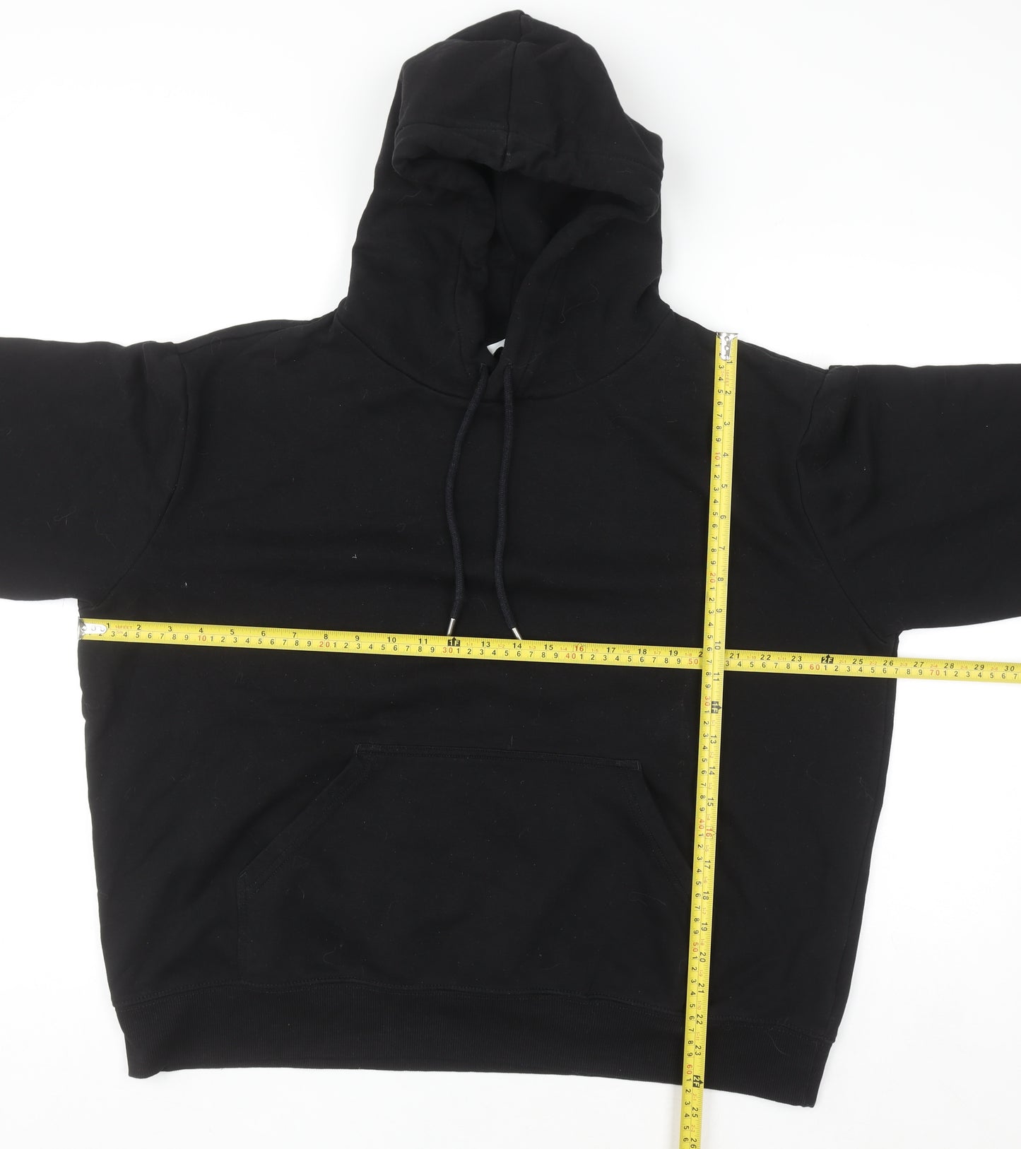 H&M Womens Black Pullover Hoodie Size 16 Cotton Blend Lined
