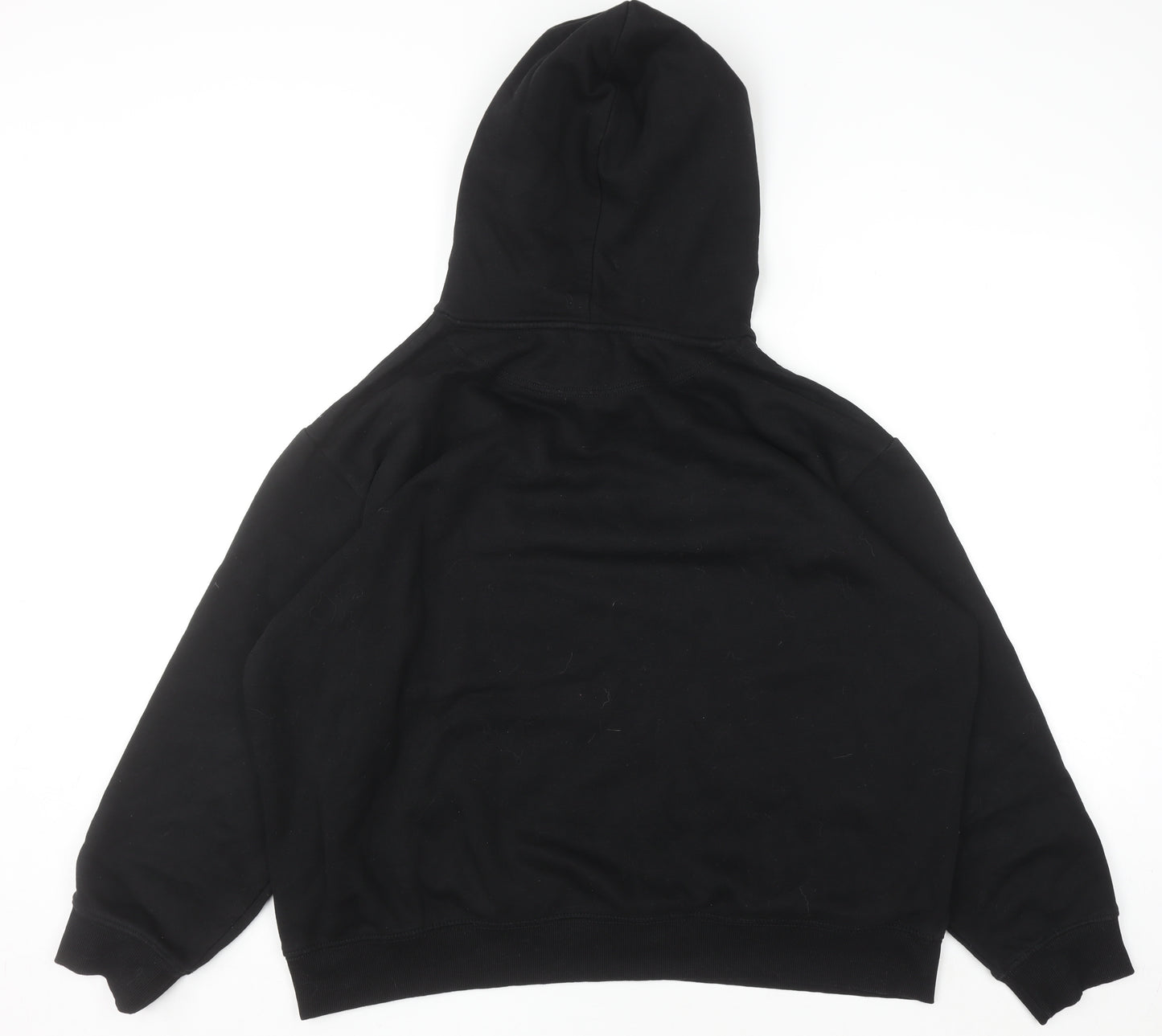 H&M Womens Black Pullover Hoodie Size 16 Cotton Blend Lined