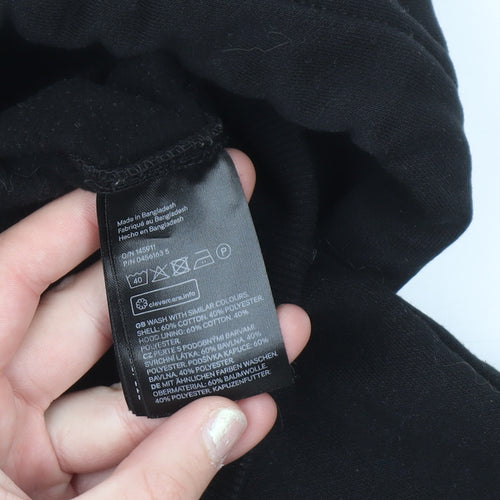 H&M Womens Black Pullover Hoodie Size 16 Cotton Blend Lined