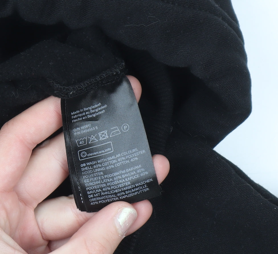H&M Womens Black Pullover Hoodie Size 16 Cotton Blend Lined