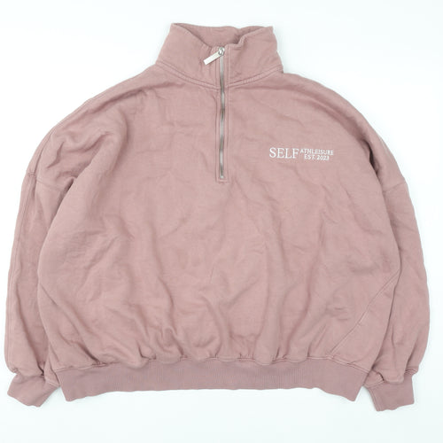 Self Women Mauve 1/4 Zip Hoodie Sweatshirt XL Cotton Blend