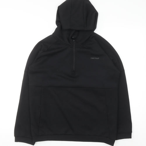 Firetrap Boys Black 13 Years 1/2 Zip Hooded Sweatshirt