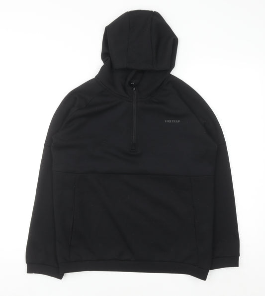 Firetrap Boys Black 13 Years 1/2 Zip Hooded Sweatshirt