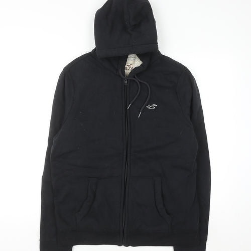 Hollister Women Black Medium Full Zip Hooded Sweatshirt Lined