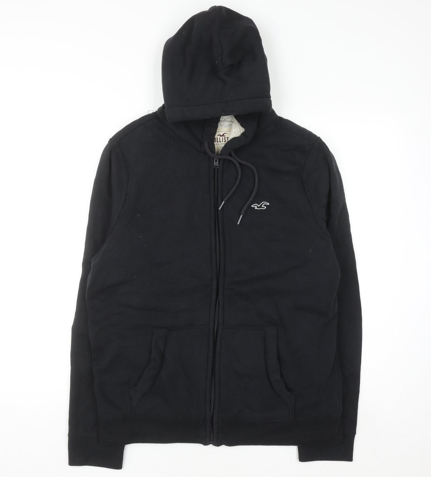 Hollister Women Black Medium Full Zip Hooded Sweatshirt Lined