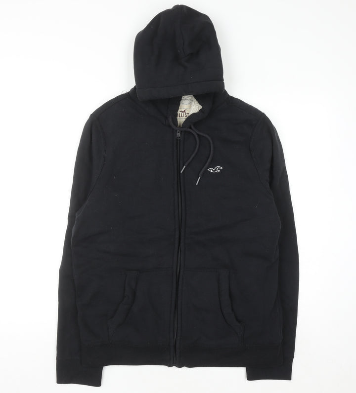 Hollister Women Black Medium Full Zip Hooded Sweatshirt Lined