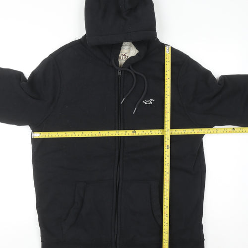 Hollister Women Black Medium Full Zip Hooded Sweatshirt Lined