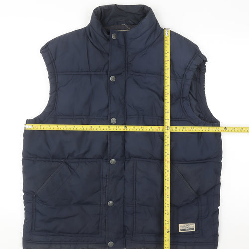 EASY Men's Blue Puffer Waistcoat L Vintage Varsity Style Polyester