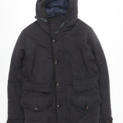 Burton Menswear London Men's Black Hooded Parka Jacket Size M