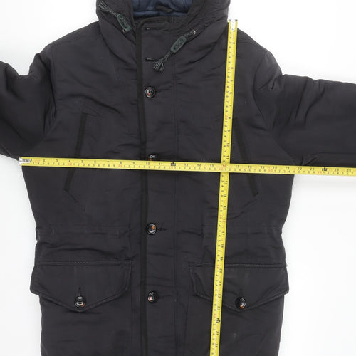 Burton Menswear London Men's Black Hooded Parka Jacket Size M
