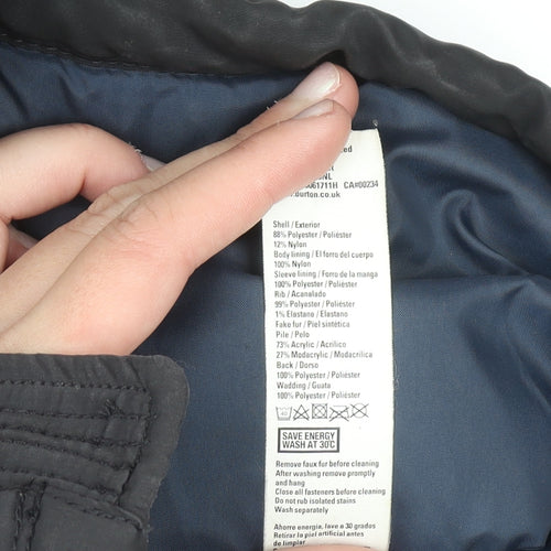 Burton Menswear London Men's Black Hooded Parka Jacket Size M