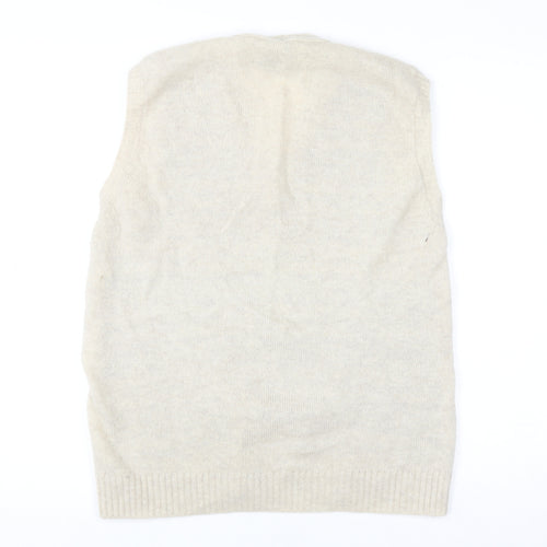 Marks and Spencer Men’s Beige Fair Isle Wool Sleeveless Vest L