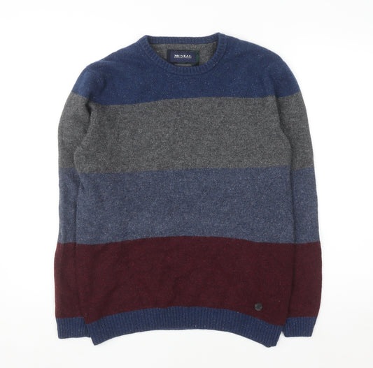 MCNEAL Men's Multicoloured Wool Crew Neck Jumper Size M