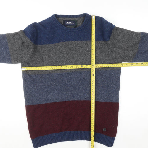 MCNEAL Men's Multicoloured Wool Crew Neck Jumper Size M