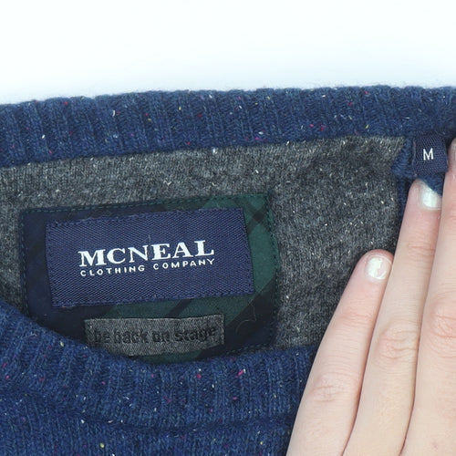 MCNEAL Men's Multicoloured Wool Crew Neck Jumper Size M