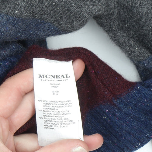 MCNEAL Men's Multicoloured Wool Crew Neck Jumper Size M