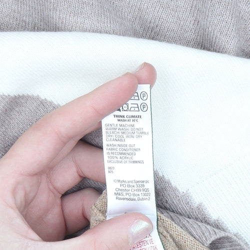 Marks and Spencer Women’s Beige Geometric Crew Neck Acrylic Jumper Size 14