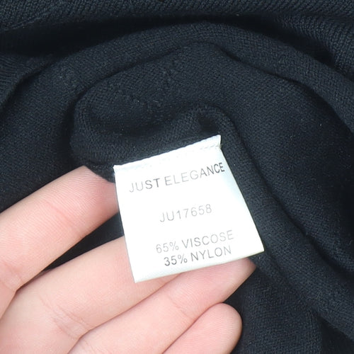 Just Elegance Womens Black Beaded Knit Pullover Jumper Medium