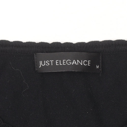 Just Elegance Womens Black Beaded Knit Pullover Jumper Medium