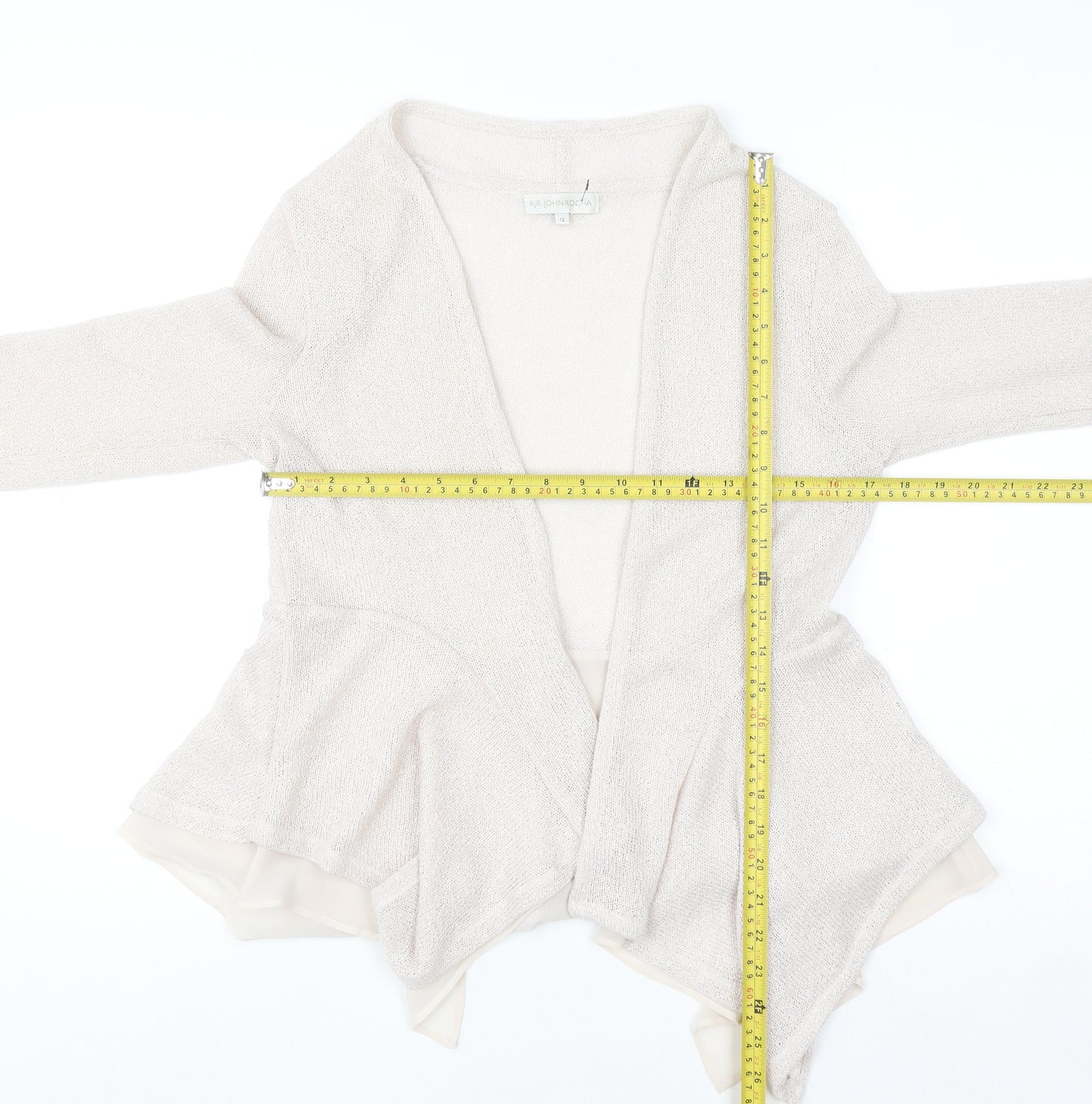 RJR John Rocha Women's Beige Open Knit Cardigan Size 12