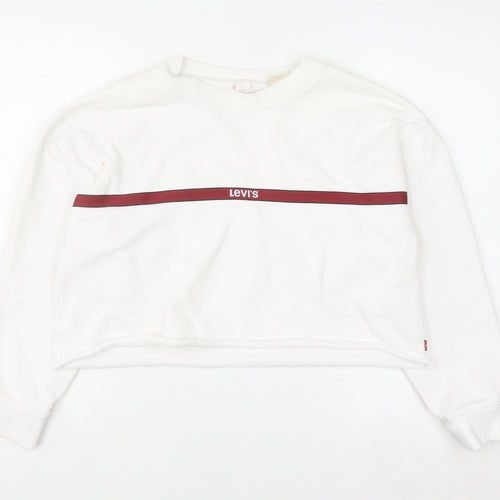 Levi's Women's White Crew Neck Pullover Sweatshirt Size S