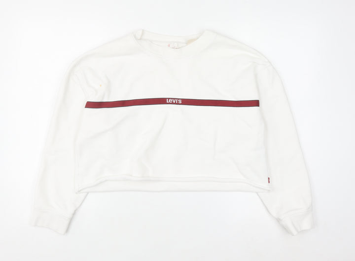 Levi's Women's White Crew Neck Pullover Sweatshirt Size S