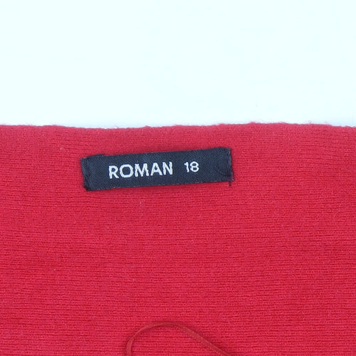 Roman Women's Red Rhinestone Boat Neck Pullover Jumper Size 18