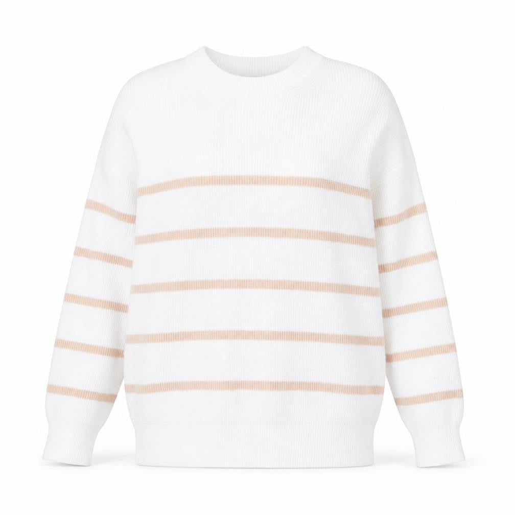 Front view of Phase Eight Women’s White Striped Knit jumper XS