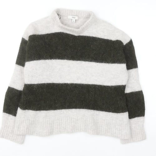 Marks and Spencer Women Cream Mix Striped Wool Alpaca Pullover M