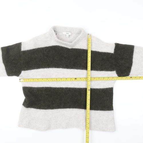 Marks and Spencer Women Cream Mix Striped Wool Alpaca Pullover M