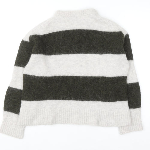Marks and Spencer Women Cream Mix Striped Wool Alpaca Pullover M