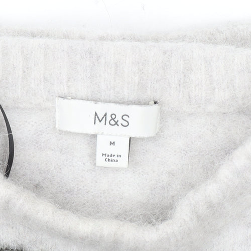 Marks and Spencer Women Cream Mix Striped Wool Alpaca Pullover M