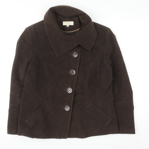 Marks and Spencer Women Brown Cotton Single-Breasted Suit Jacket Size 16