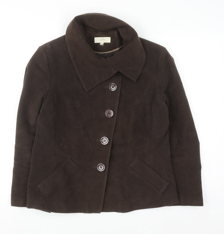 Marks and Spencer Women Brown Cotton Single-Breasted Suit Jacket Size 16