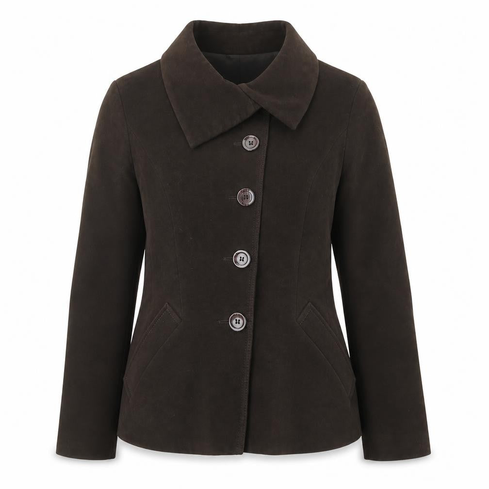 Front view of Marks & Spencer Women Brown Cotton Single-Breasted Suit Jacket, size 16