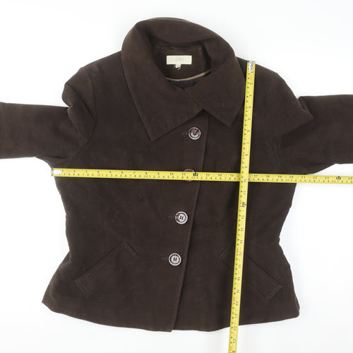 Marks and Spencer Women Brown Cotton Single-Breasted Suit Jacket Size 16
