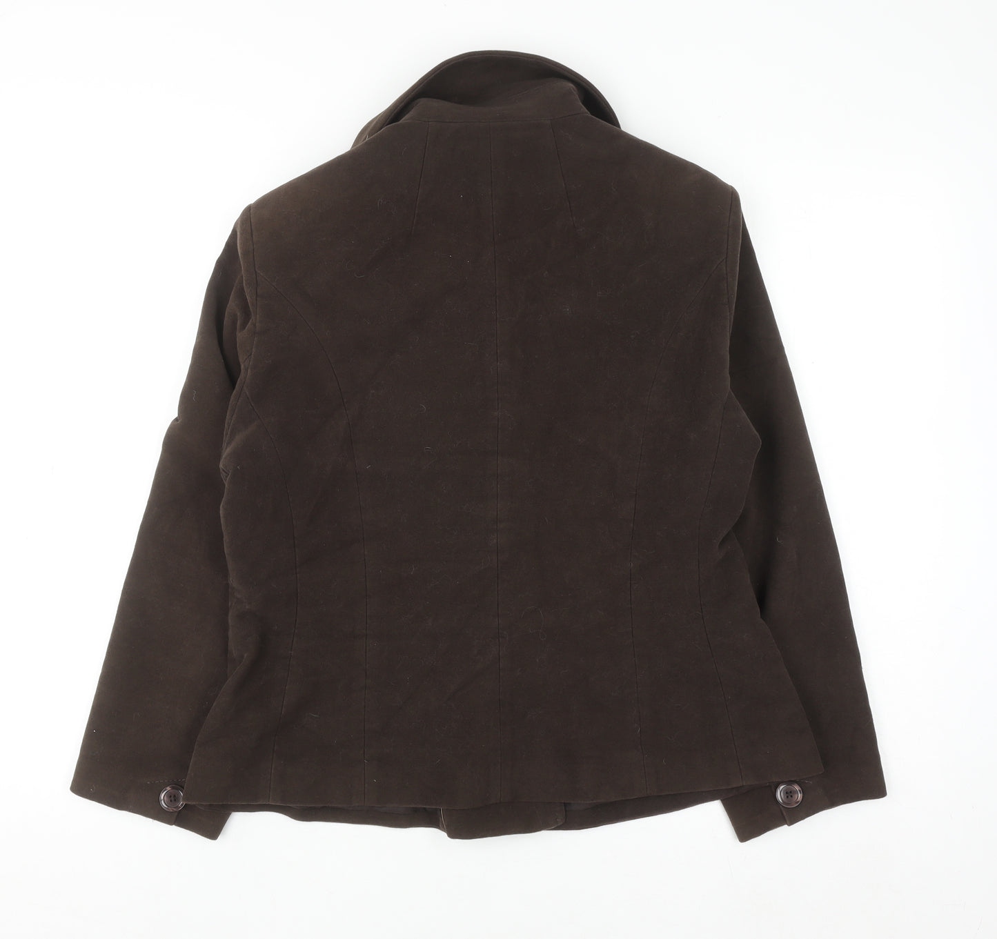 Marks and Spencer Women Brown Cotton Single-Breasted Suit Jacket Size 16