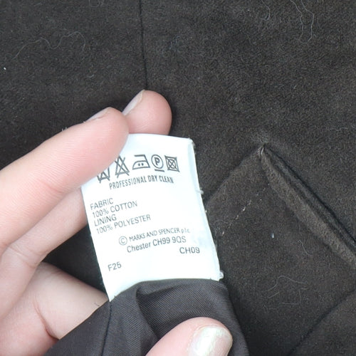 Marks and Spencer Women Brown Cotton Single-Breasted Suit Jacket Size 16