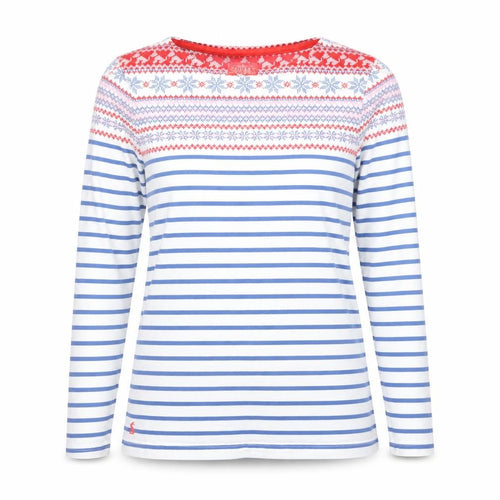 Joules Womens Multicoloured Striped Long Sleeve Cotton Top UK 10
