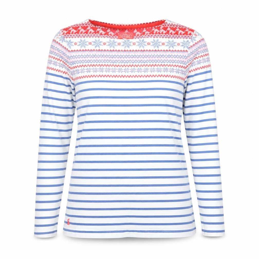 Joules Womens Multicoloured Striped Long Sleeve Cotton Top UK 10