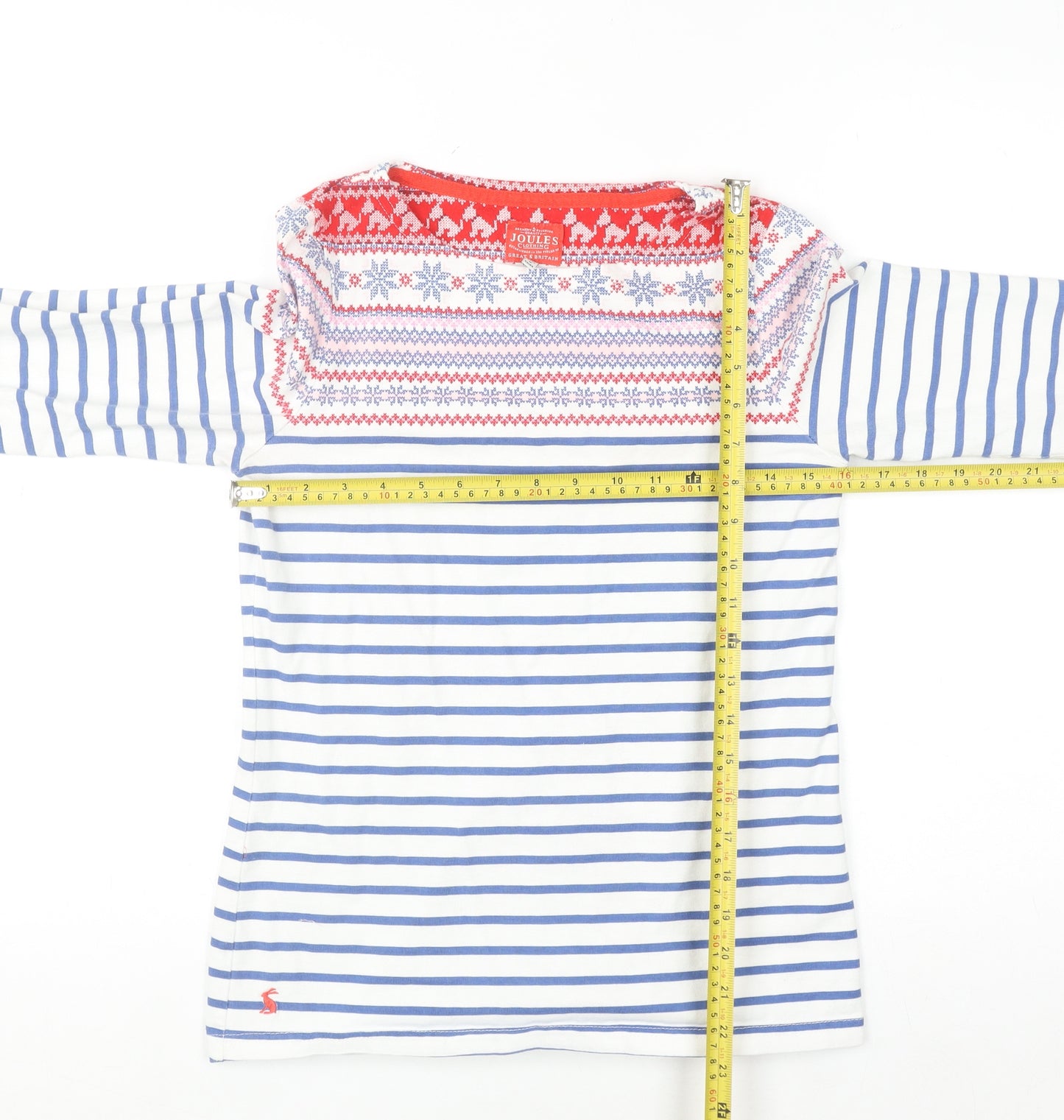 Joules Womens Multicoloured Striped Long Sleeve Cotton Top UK 10