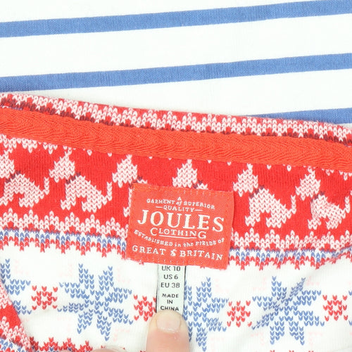 Joules Womens Multicoloured Striped Long Sleeve Cotton Top UK 10